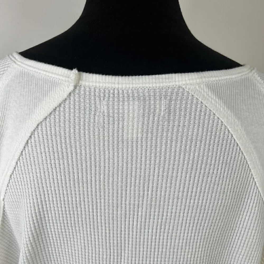 Free‎ People Santa Clara Waffle Knit Thermal Long Sleeve Top in Alabaster White